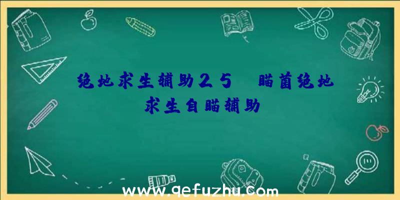 「绝地求生辅助25」|瞄菌绝地求生自瞄辅助